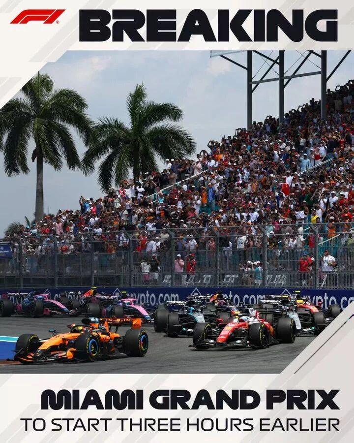 易倍体育官方入口-官方：F1迈阿密站正赛提前3小时进行！